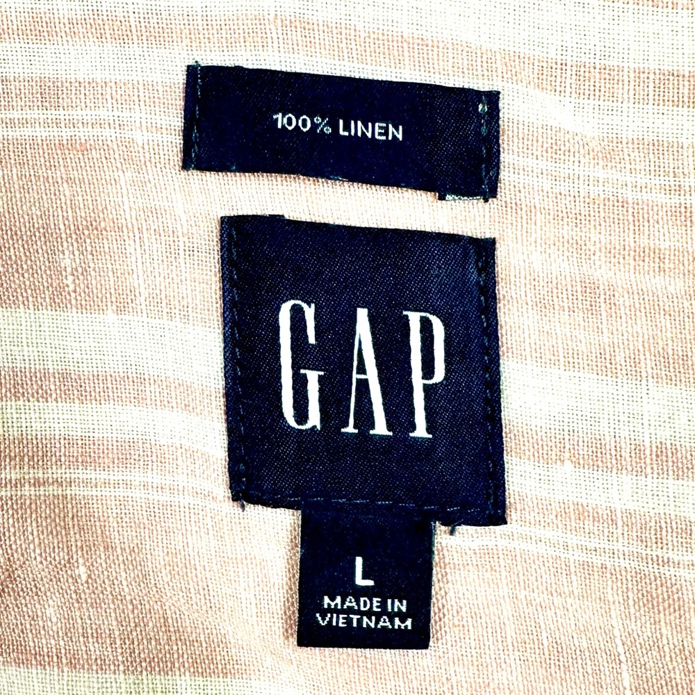 Gap Pink Stripe 100% Linen Boyfriend Shirt – Size L - Picture 13 of 13